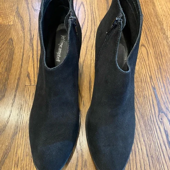 Jeffrey Campbell KAMET-2 Black Oiled Suede Ankle Bootie - Block Heel - Picture 7 of 12